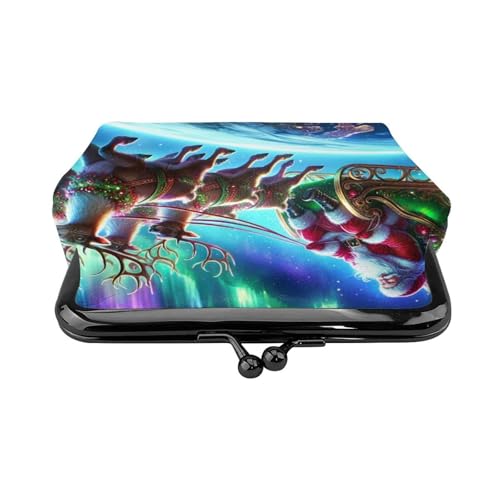 Pu Leather Buckle Coin Purse Christmas-Santa-Claus-Reindeer Girls Kiss-Lock Change Purse Wallets2