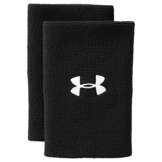 Under Armour Adult 6-inch Performance Wristband 2-Pack , Black (001)/White , One Size Fits All