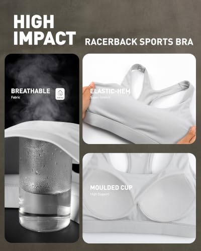 Image of RUNNING GIRL High Impact Sports Bra,Racerback Sports Bras for Women High Support Molded Cup Workout Bra with Sewn in Pads