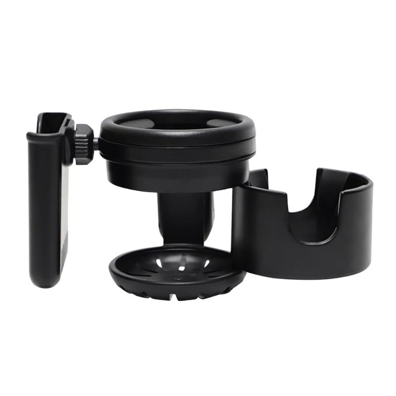 Convenient Drink Coffee Cup Holder with Phone Storage Phone Stand Compatible with Stroller(Black)