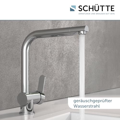 SCHÜTTE 79816 RIO 360° schwenkbare Küchenarmatur, Spültisch Armatur mit hohem Auslauf Küche, Einhebelmischer Einzelspüle Doppelspüle Mischbatterie für die Spüle, Wasserhahn Chrom