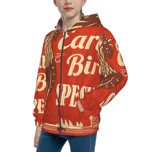 Rooster Crowing In The Farm Kid Hoodies Boys Zip Up Sweatshirts Girls Pullover with Pocket