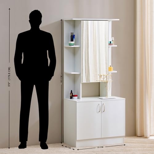 Image of Home Centre | Helios - Alton | Engineered Wood | Dresser Mirrors | White | 1 Year Warranty