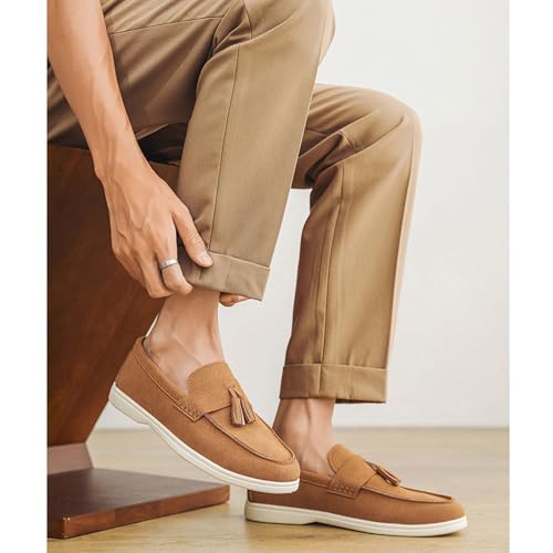 Men's Suede Loafers with Tassels Slip-On Casual Dress Shoes Lightweight Walking Moccasins with Comfort Sole for Office Work Daily Travel Shoes4