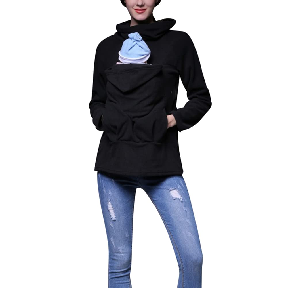 amropi Mujer Sudadera Capucha Portador de Bebé Forro Polar Canguro Portabebé Chaqueta