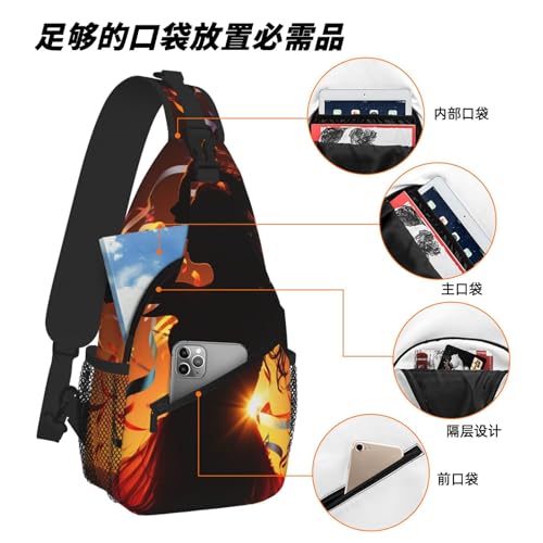 Sling bag para viaje y senderismo unisex casual negro miniatura 6