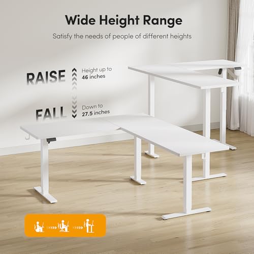 Image of CubiCubi L Shaped Standing Desk Adjustable Height, Electric Corner Desk, Sit Stand Home Office Desk with Splice Board