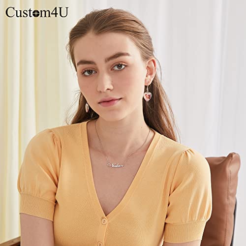 Custom4U Personalized Picture Earrings for Women Stainless Steel/Gold-Plated/Black Custom Heart/Teardrop Dangle Stud Photo Earrings Memorial Jewelry Gifts for Birthday Mothers Day Christmas(Gift Box)3