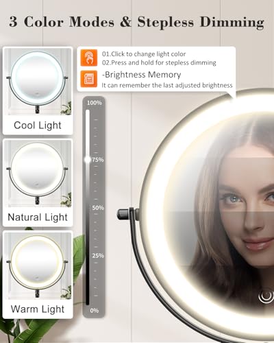Image of 20X 9 inch Wall Mounted Magnifying Makeup Mirror with Light Height Adjustable