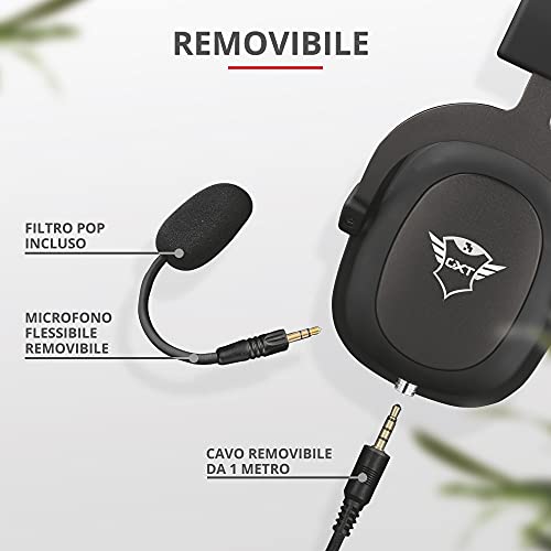 Trust GXT 414 Zamak Cuffie Gaming Over Ear per Playstation 4, Xbox One, PC, Laptop e Nintendo Switch, Potenti Unità Altoparlanti Attive da 53 mm, Nero - Cuffia gaming - Immagine 4
