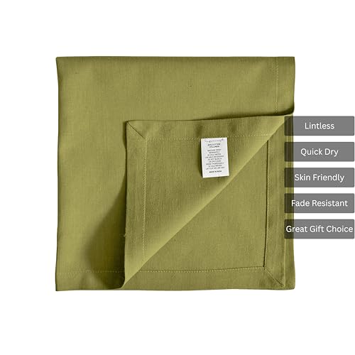 Image of FINGERCRAFT Table Napkins 18x18 Inches Set of 12 Cotton Linen Blend Fabric Dinner Cloth Napkins Washable and Reusable, Good Absorbency for Home, Parties, Hotels (Olive Green)
