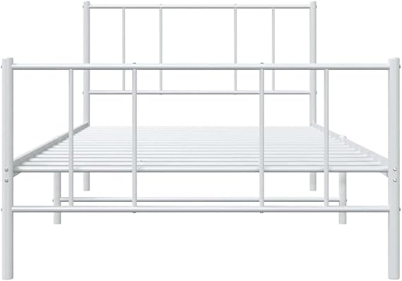 vidaXL Metal Bed Frame without Mattress with Footboard White 90x200cm