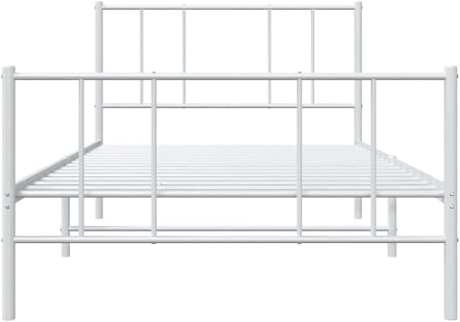 vidaXL Metal Bed Frame without Mattress with Footboard White 90x200cm