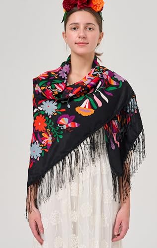 YHDDYG Traditional Mexican Shawl Scarf Wrap Tassel Fringes Cinco de Mayo Scarf Classic Ethnic Shawl N14