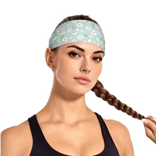 Daisy Flower Floral Women Fashion Sweat Bands - Sweatbands for Men - Sports Headbands for Women Workout - Athletic Headbands for Mens Boy Girts Bandana