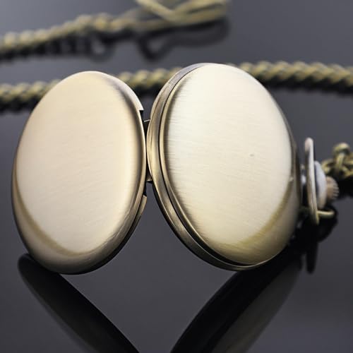 Image of Smooth Pocket Watch Alloy Steel Quartz Roman /Arabic Numerals with 37cm Chain for Father's Day Xmas Best Gifts