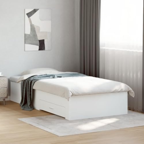 Faroom Cama con espacio de almacenamiento, 75 x 190 cm, cama individual con cajones, cama de madera, cama infantil, cama juvenil, litera, cama juvenil con somier, color blanco