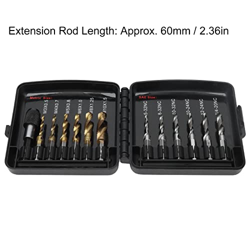 Pontas de rosca, brocas combinadas de alta dureza, duráveis, 13 peças com adaptador de troca rápida