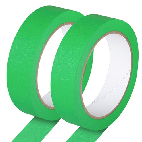Image of 2 Pack Green Painters Tape - Green Masking Tape 1 Inch Wide - Multi-Surface, Smart Adhesion, Indoor & Outdoor - Paint Tape for DIY, Labeling, Art, Car, General Purpose - 180FT Total