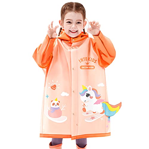 Image of Kids Raincoats Hooded Rain Poncho Waterproof Rain Jacket Boys Girls Rain Suit Cute 3D Cartoon Rainwear 2-12 Years