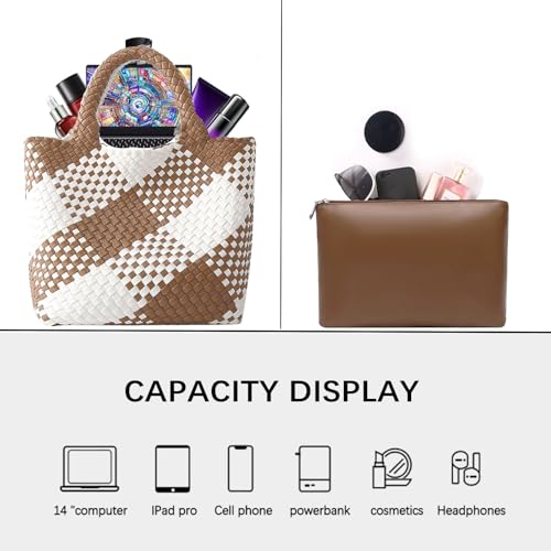 Image of JINMANXUE Fashion Woven Bag Shopper Bag Travel Handbags and Purses Women Tote Bag Large Capacity Shoulder Bags
