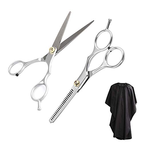 Preisvergleich Produktbild Haarschere Set, Scharfe Friseurscheren Mit Haarschneideumhang, 2 Extra Licht Einseitiger Effilierschere Friseur Schere