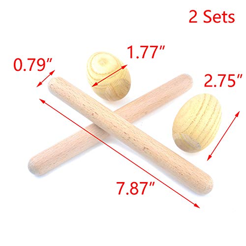 Tulead 7.87\" Rhythm Sticks Musical Percussion Instrument Wood Claves Wooden Egg Shakers Hand Percussion Instrument Set of 2 - Thumbnail 2
