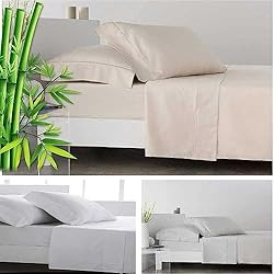 Sabanas Cuantos Hilos Es Mejor COTTON ARTean Juego de sábanas Bambú Beige. ORGÁNICO e HIPOALERGÉNICO Cama de 150 x 190/200. Color Beige. ECOFRIENDLY