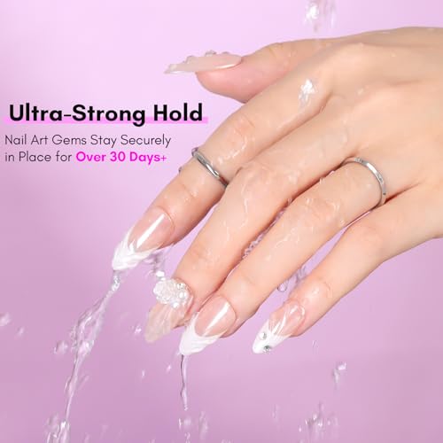 Makartt Rhinestone Glue Nail Rhinestone Glue Gel with Brush Pen Set, 15 ml Clear Nail Gem Glue Gel Super Strong Nail Glue for Nail Decorations, 3D Stones, Charms, Flowers