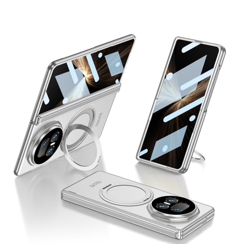 HUOLUNGJIN Funda compatible con Honor Magic V5 con bisagra magnética con soporte giratorio y protector de pantalla integrado, cubierta protectora de chapado ultrafino todo incluido para Magic V5