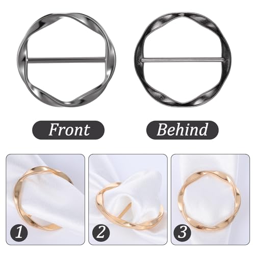 14 Pcs Silk Scarf Ring Circle T-Shirt Ties Clips for Women Fashion Shirt Clips for Women Clothing Cinch Clip Waist Clothes Corner Knotted Buckle Clothing Ring Wrap Holder3