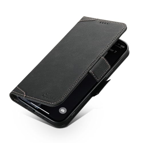 Étui en cuir supérieur pour iPhone 17 mat avec clapet aimanté haute précision