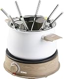 Poignées Cool-Touch DOMO DO736F Fondue 1500W Voyant lumineux 8 Fourchettes à Fondue Bois Blanc