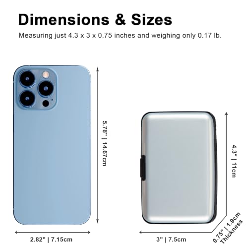 Image of Credit Card Holder Small RFID Blocking Wallet Business Metal Slim Mini Aluminum Hard Case for Women Men, Silver, small, Minimalist, Compact, American