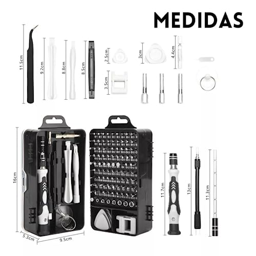 Kit De Ferramentas 115 Em 1 Chave Precisão Profissional Acessórios Maleta Portátil Manutenção Pequen