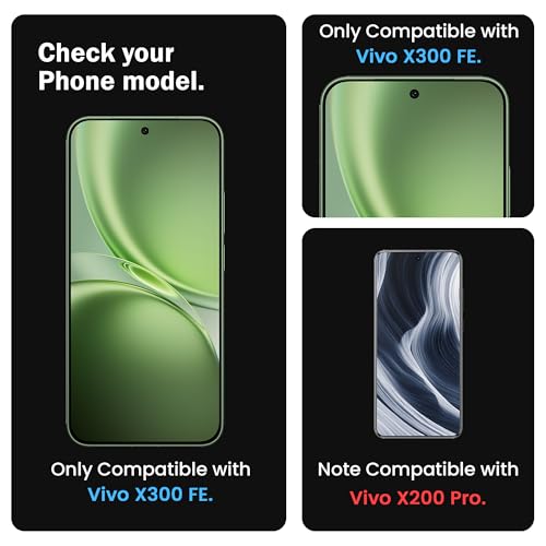 Image of FIRST MART Tempered Glass for Vivo X300 FE, 9H 0.3 mm Full-Glue Screen Protector with Cable Protector, 3D Edge-to-Edge, HD Clear, Case-Friendly, Black, Pack of 1