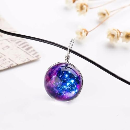Collier astronaute étoiles et pendentif en verre motif planète pour hommes et femmes - 2