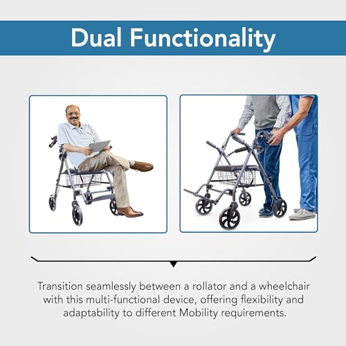 Image of EverActiv Aluminium Rollator Walker for Adults & Seniors with Seat | Easy Foldable Mechanism | Lightweight & Sturdy | Ideal for Elderly & Recovery Use