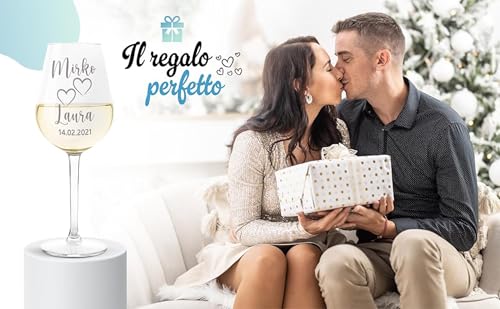Colorfamily Coppia Calici Personalizzati SanValentino Set da 2 calici Vino SanValentino con Nome Sei la mia coincidenza preferita Innamorati Matrimonio Fidanzamento - Bicchiere in Vetro 500 ml - immagine 6