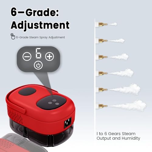 Image of Steam Cleaner, Portable Pressurized Steamer for Cleaning with 14pcs Accessories, 6-Level Adjustable and 15s Heat-Up, Handheld Steam Cleaner for Home, Tile, Dirt, Grout, Grease, Car Detailing (5-Red)