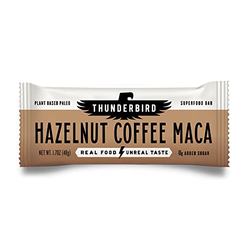 Thunderbird Real Food Energy Bars, Bar Hazelnut Coffee Maca, 1.7 Ounce, Fruit & Nut Nutrition Bars – No Added Sugar, Grain and Gluten Free, Non-GMO, 12 Pack