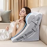 VRSHOAT 3PCS Bed Wedge Pillow Set for Sleeping, 12&18&23 Inch Adjustable Height Memory Foam Pillow Wedge for After Surgery, Acid Reflux Relief, Neck&Back&Leg Support