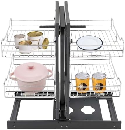 2-Tier Blind Corner Pull-Out Orga for 31"/35" Cabinets, Soft Close with 4 Baskets, Kitchen Shelf Storage Solution, Left & Right Open Compatible, 900mm (35in)