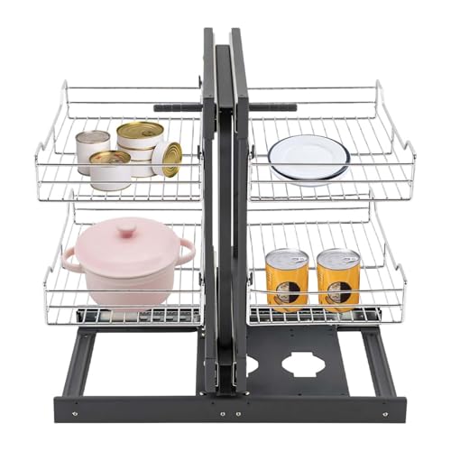 BeoyNot Organizador Extraíble para Esquina Ciega de 31'/35', Organizador de Armario de Cocina de 2 Niveles y 4 Estantes, Compatible con Apertura Izquierda y Derecha 800mm(31in)