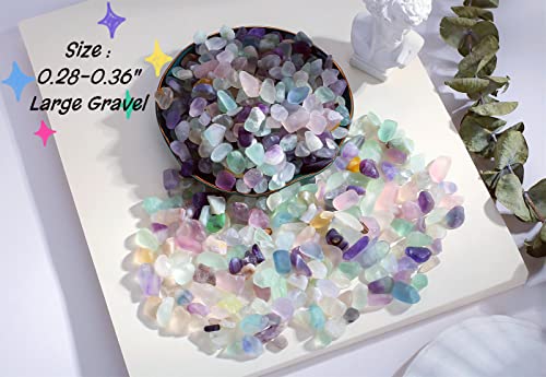 QINJIEJIE Fluorite Aquarium Gravel Rocks Decor Polished Tumbled Stones Chips Stone Crushed Healing Crystal Quartz Gemstone Bulk for Vase Filler Fish Tank Pea Gravel Fountain Potted 0.55lbs - Thumbnail 3