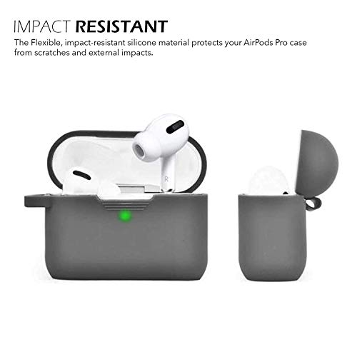 Image of GRIPP Rubon Silicone Case with Carabiner for AirPods Pro (1st Generation), 360 Shock Protection, Precise Cutout, Wireless Charging Support, Durable & Stylish - Charcoal