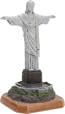 NUNETH Building Sculpture, Brazilian Christ The Redeemer Statue Ornament, Resin Decor Statue, Interior Collectibles, Gray