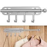 1 AIZESI Tringle de valet chromée pour placard coulissant avec 4 crochets et adhésif, sans perçage, pour rangement et organisation, buanderie, salle de bain, cuisine, 30,5 cm