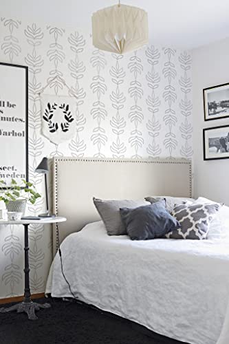 Feisoon 17.3"X118" White And Black Wallpaper Peel And Stick Wallpaper Grey Leaf Stripe Wallpaper Self Adhesive Wallpaper Removable Wallpaper Waterproof Wallpaper For Wall Furniture Cabinet Decor Vinyl #TOP1