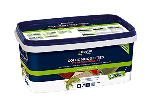 BOSTIK Colle Acrylique Pour Sols Souples Vyniliques - Moquettes et Fibres naturelles - Jonc de Mer - Application Au Rouleau - Seau Prêt à l'emploi - 3,5 kg